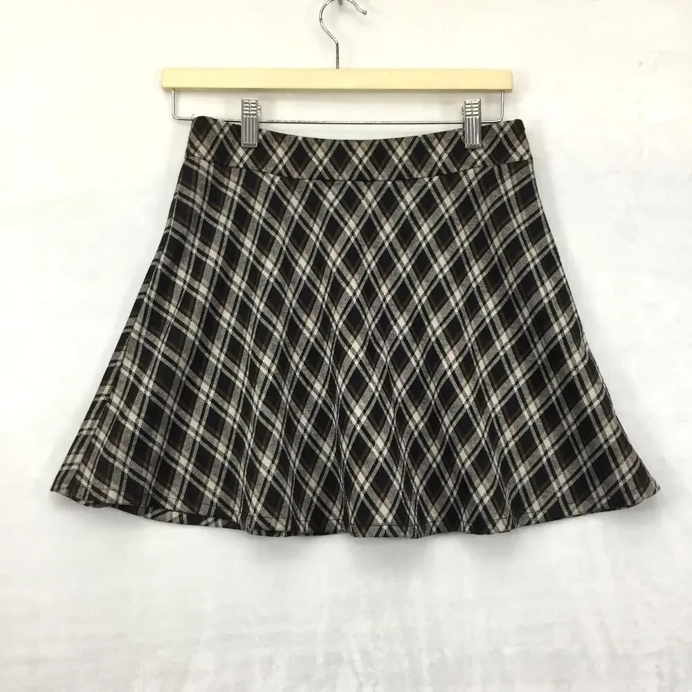 FRENCH KISS Aline Plaid Print School Girl Mini Skirt, Short Included Sz M